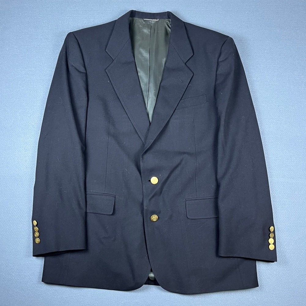 Christian Dior Monsieur Mens Black Gold Button Blazer Sport Coat 42R Wool